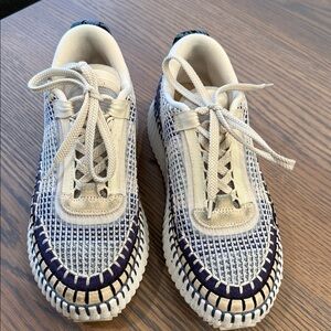 Chloe Stylish Blue and White Sneakers